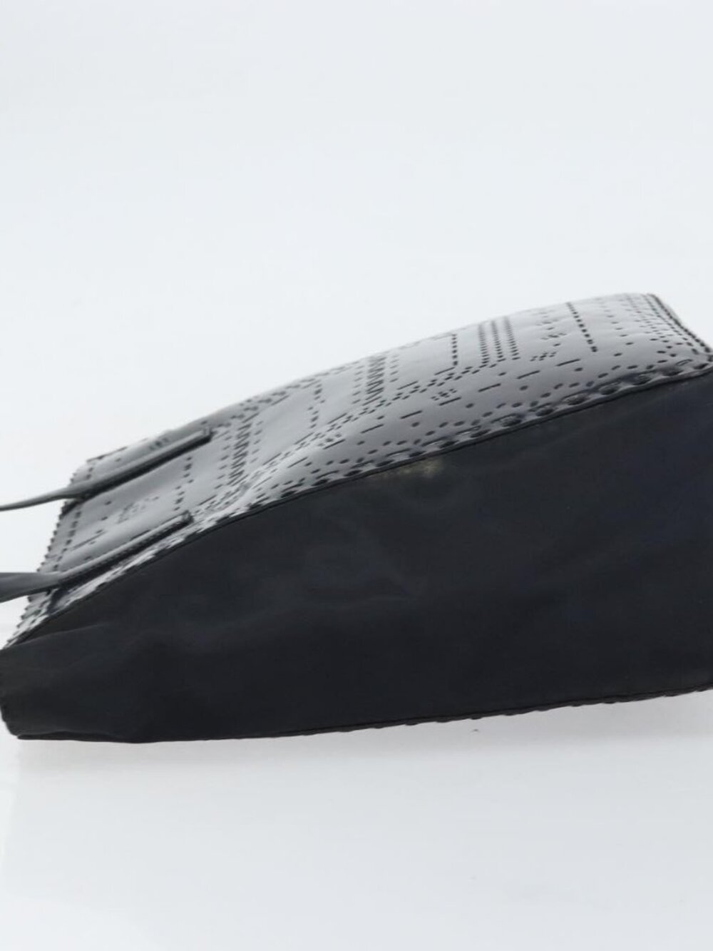 PRADA Hand Bag Enamel Black Silver Auth 160525 - Picture 4 of 16